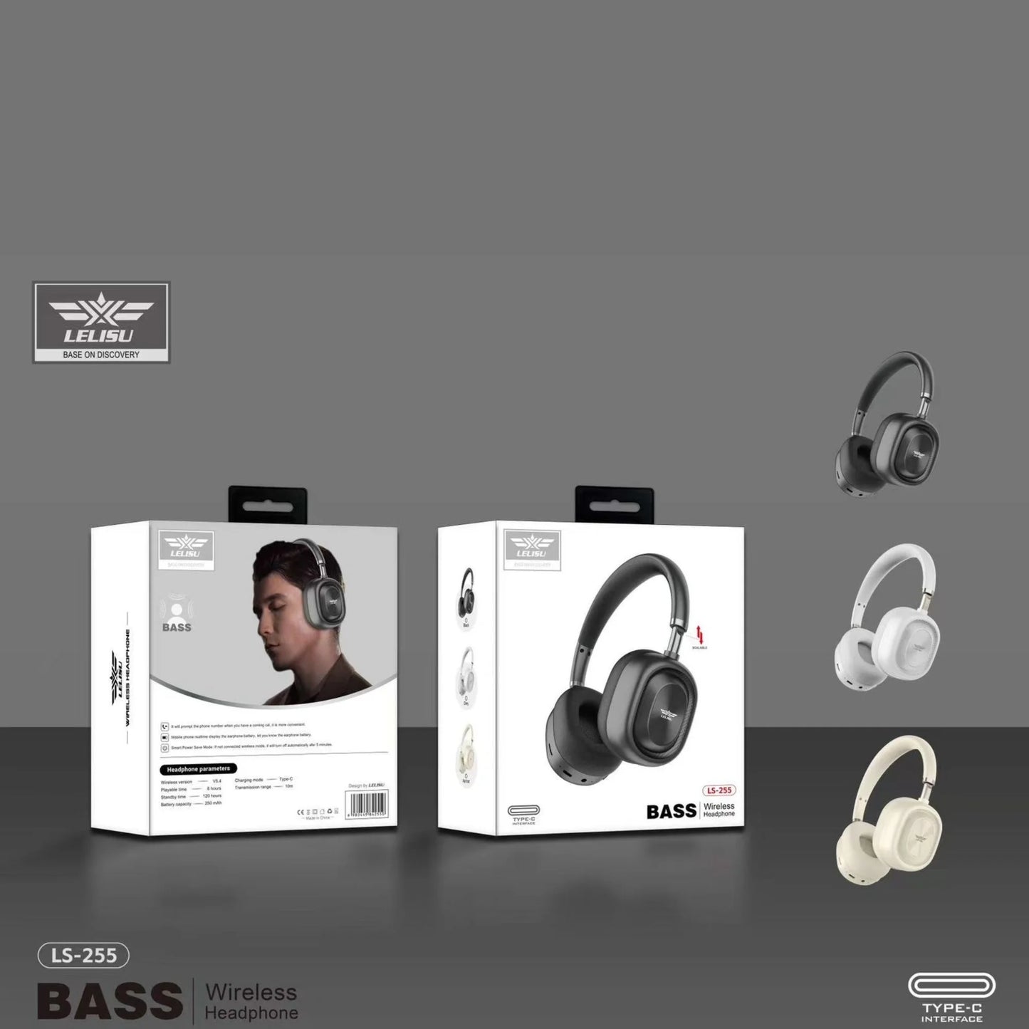 Lelisu LS-255 Bass Wireless Headphones | Bluetooth Over-Ear Headset with Type-C Interface