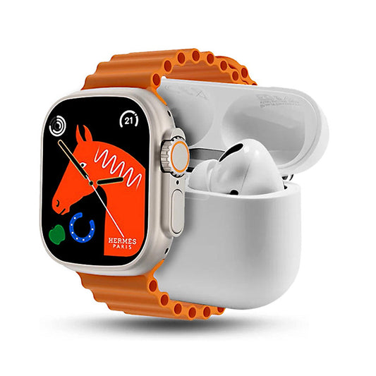 i20 Ultra Max Suit Smartwatch & Earbuds Combo | 10-in-1 Set with 7 Straps | Random Colors