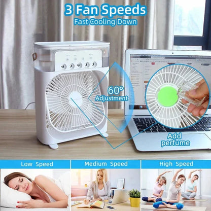 9 Inch Mist Fan | Portable Air Conditioner Fan | Mist Water, And Humidifier Function | Led Night Light Water Mist | Random Color